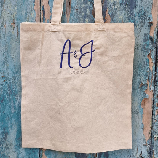 Initials and Date | Embroidered Tote Bag