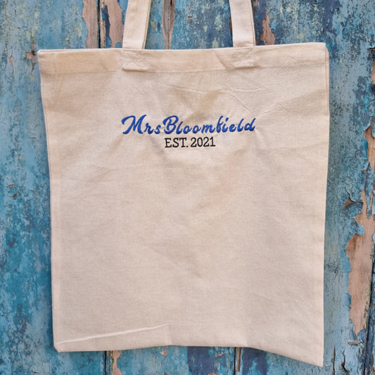 Custom Name and Est. Year | Embroidered Tote Bag