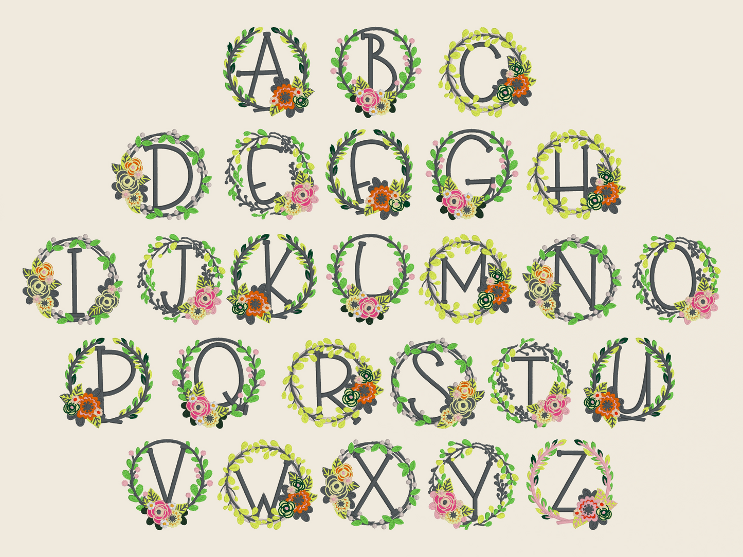 Personalised Floral Wreath Initial | Embroidered Tote Bag