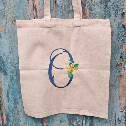 Buttercup Initial | Embroidered Tote Bag