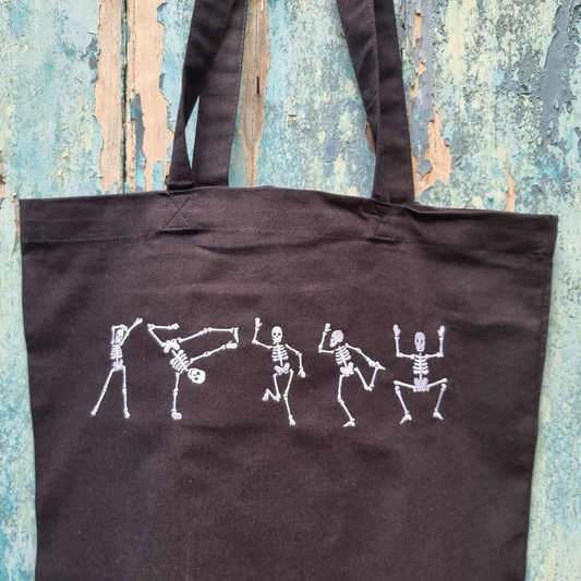 Design Your Own Dancing Skeleton | Embroidered Tote Bag