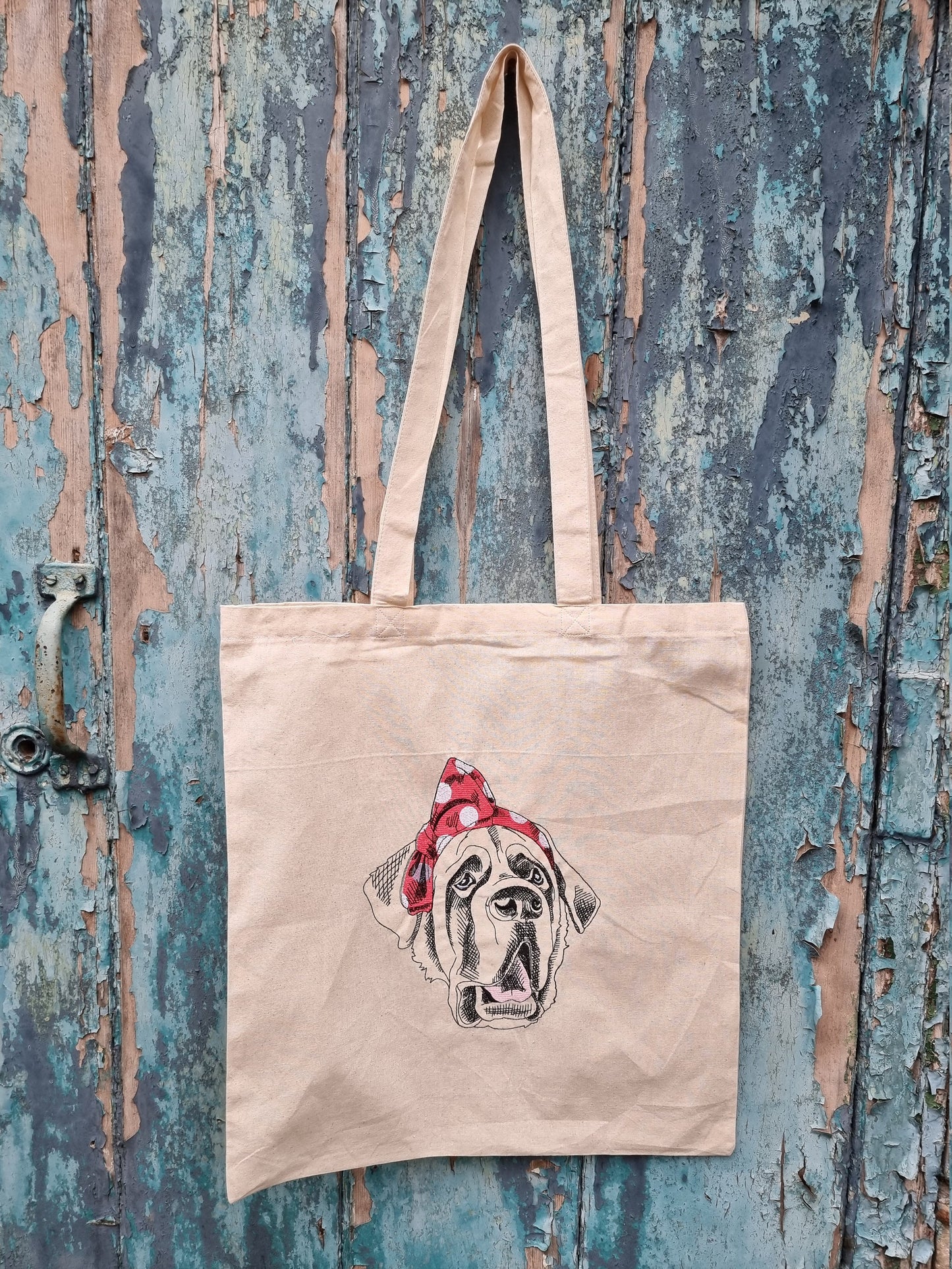 St Bernard Dog in Bandana | Embroidered Tote Bag