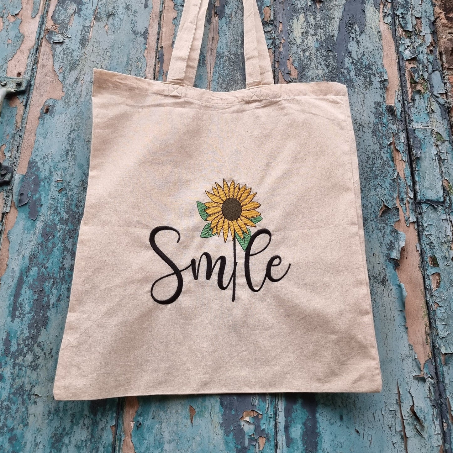 Smile Sunflower | Embroidered Tote Bag