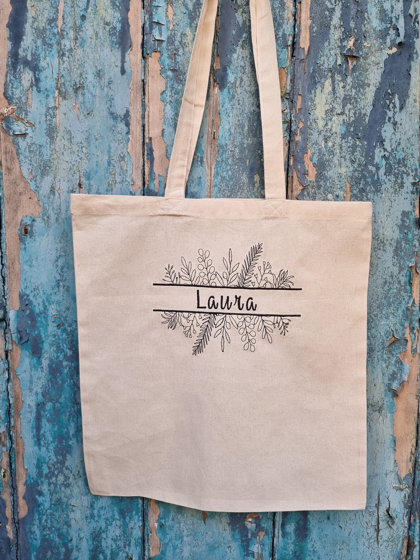 Leaves Split Line Art | Embroidered Tote Bag
