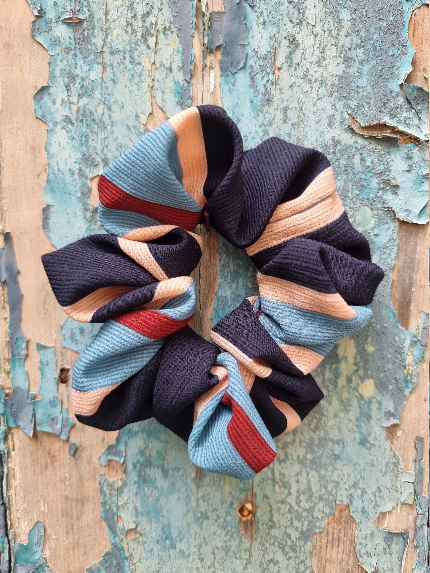Soft Crinkle Stripe Crepe Scrunchie | Hair Tie