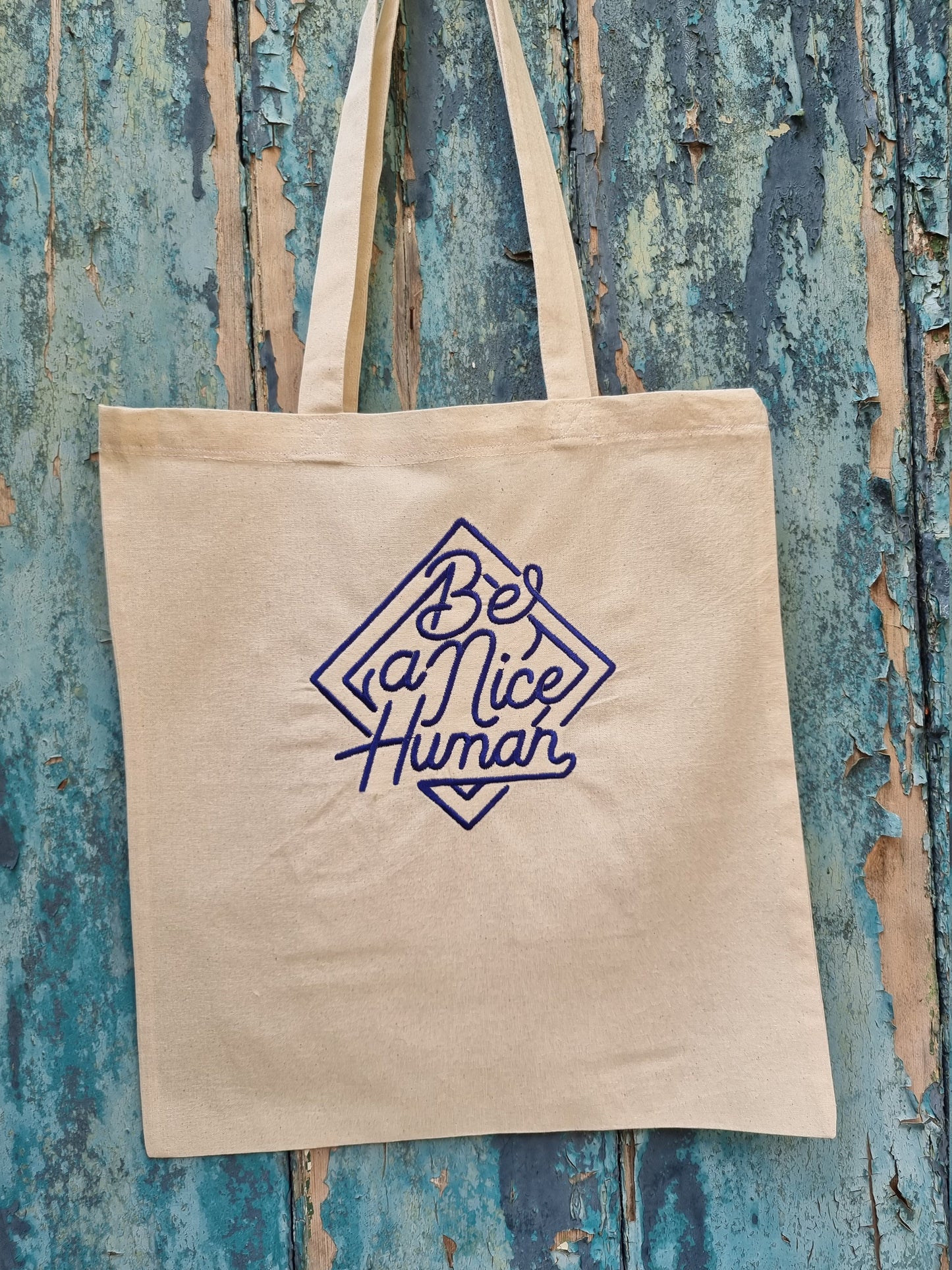 Be A Nice Human Emblem | Embroidered Tote Bag