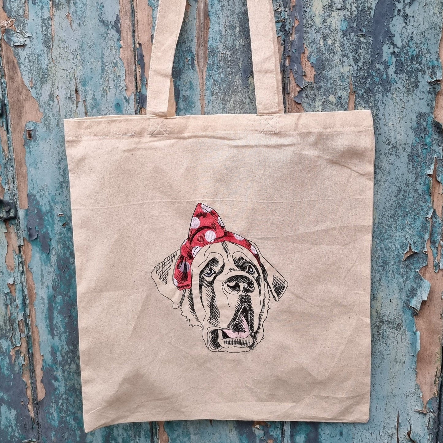 St Bernard Dog in Bandana | Embroidered Tote Bag