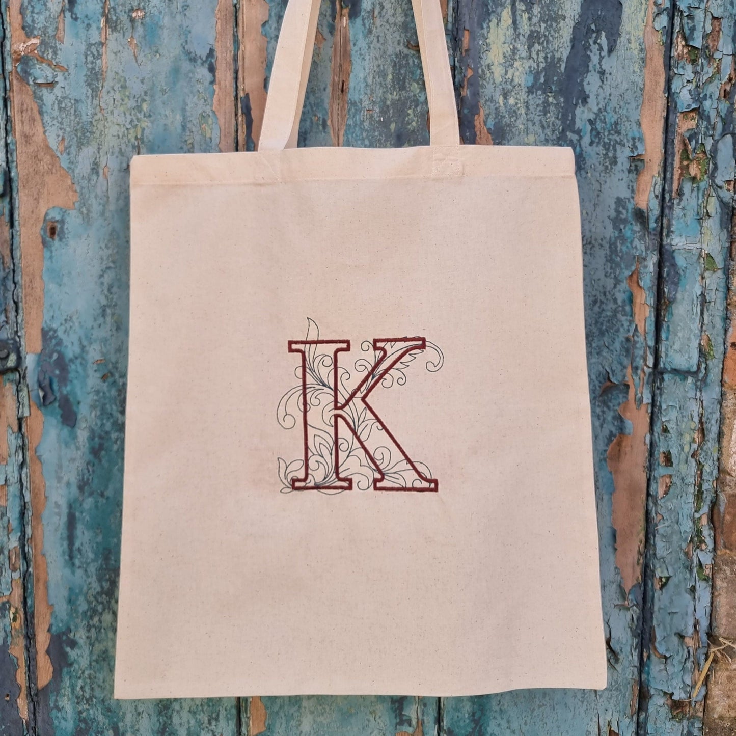 Ornate Initial | Embroidered Tote Bag