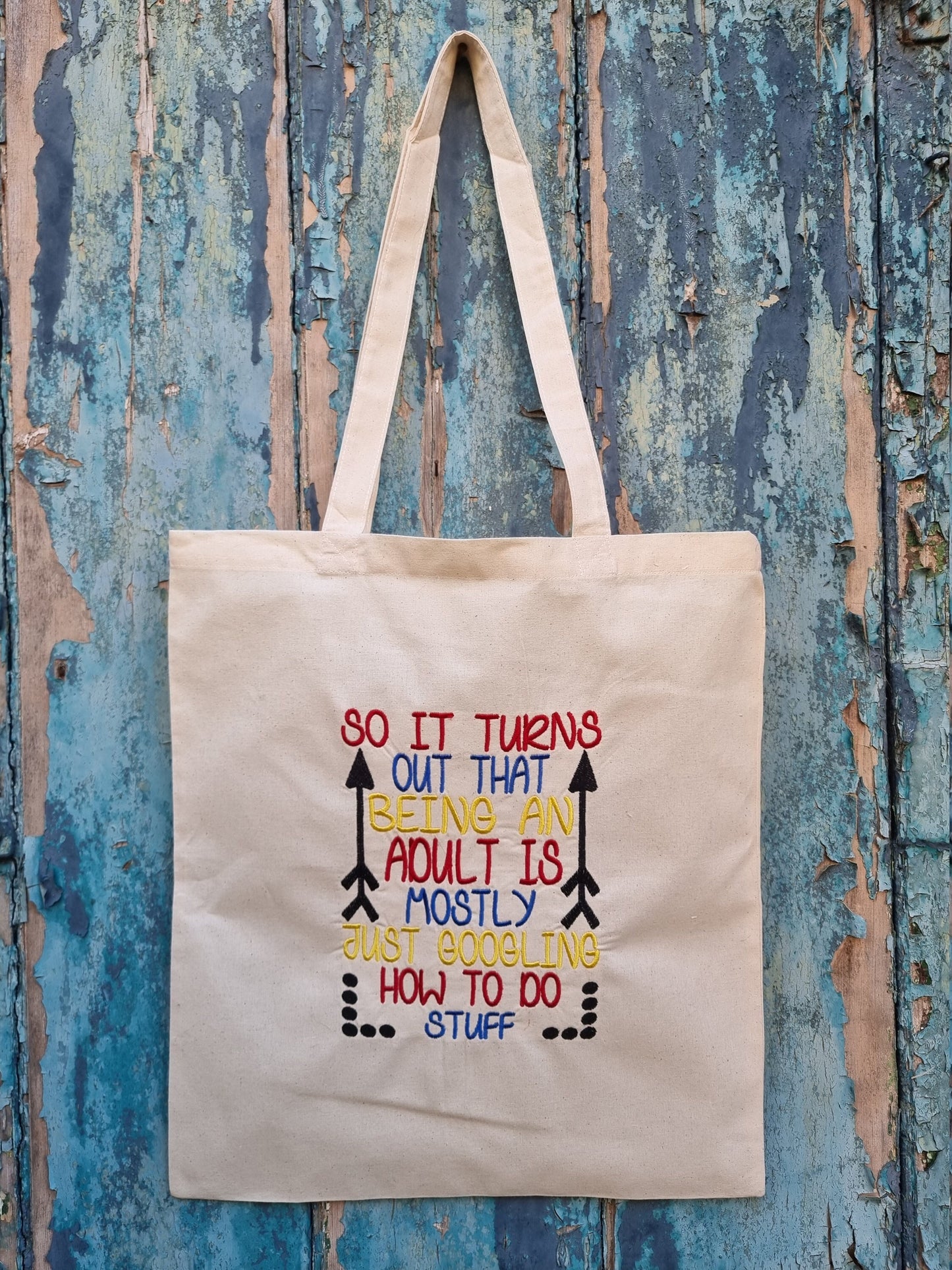 Adulting is just... | Embroidered Tote Bag
