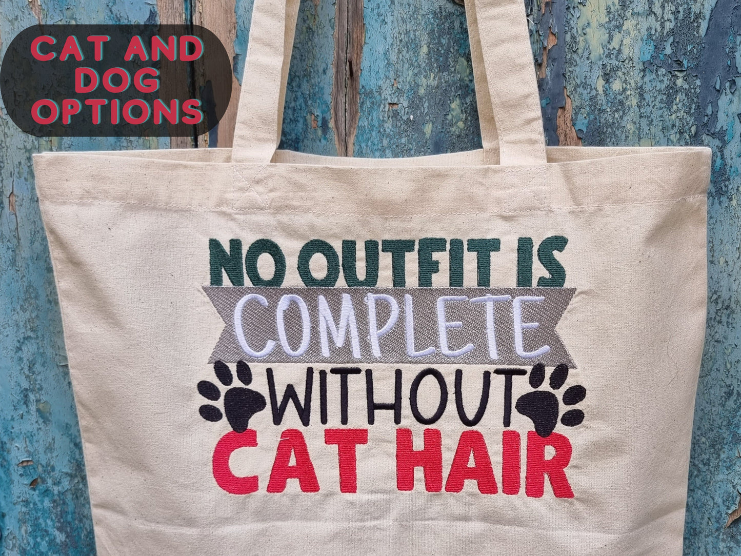 Funny Cat or Dog Hair | Embroidered Tote Bag