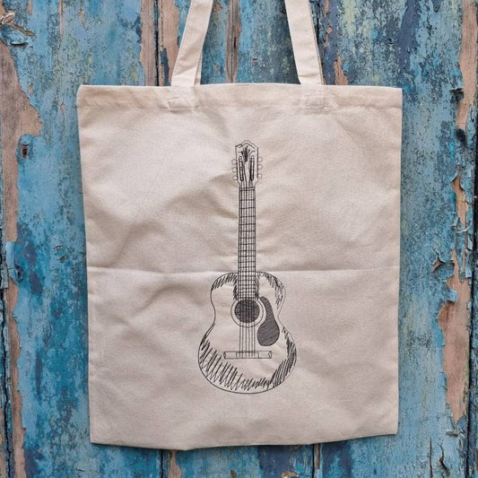 Guitar Sketch | Embroidered Tote Bag